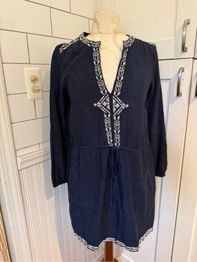 GAP Navy Blue Mini Dress  or swim cover-up with White embroidery